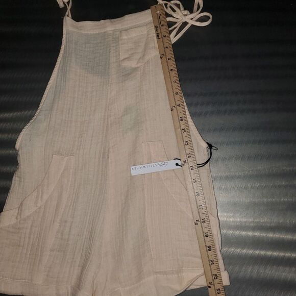 STILLWATER Some Beachy Shorteral Slubbed Cotton Peach Short Overalls NWT XS - Picture 12 of 12